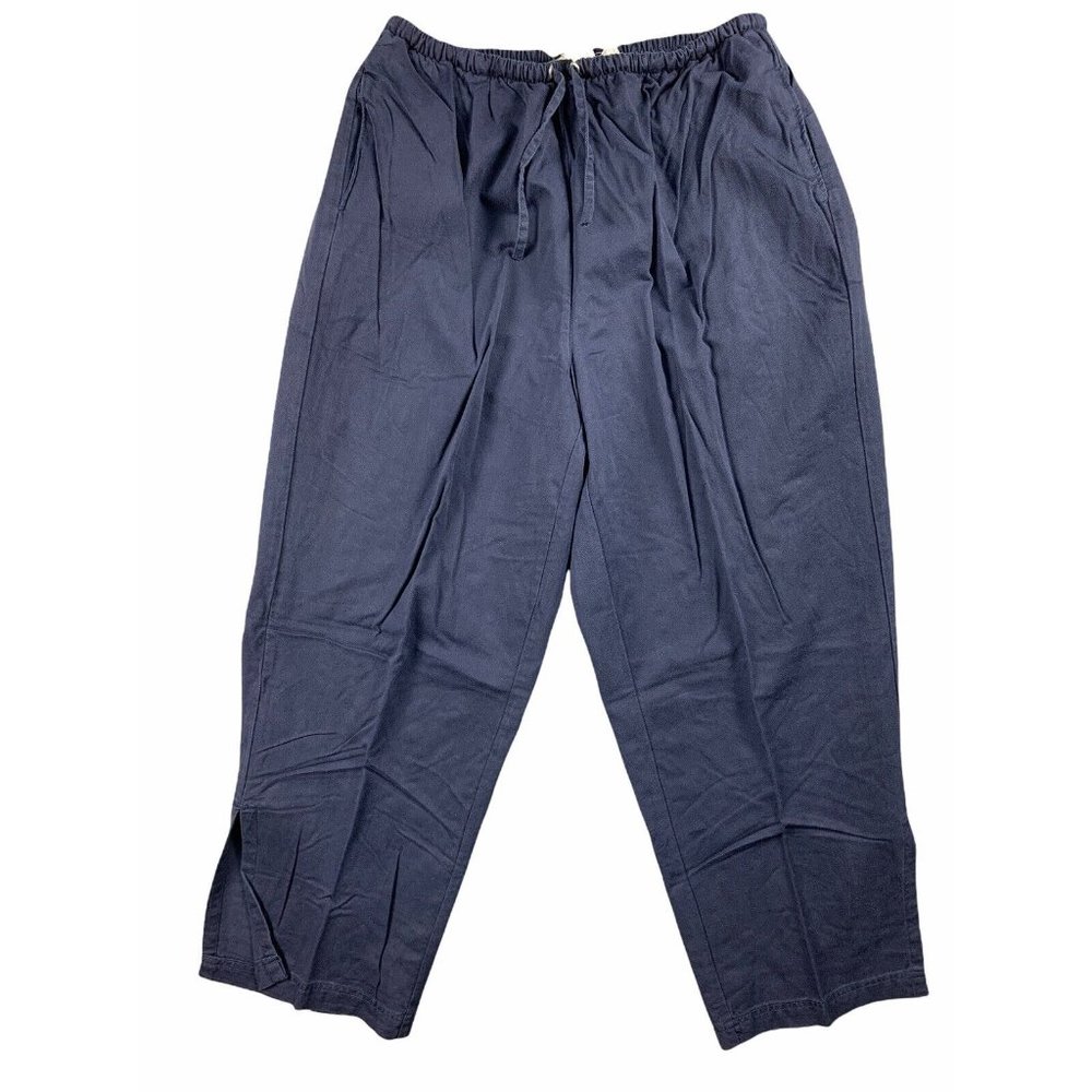 16W Petite Roamans Womens Pants Pull On Elastic Waist Pockets Blue Drawstring